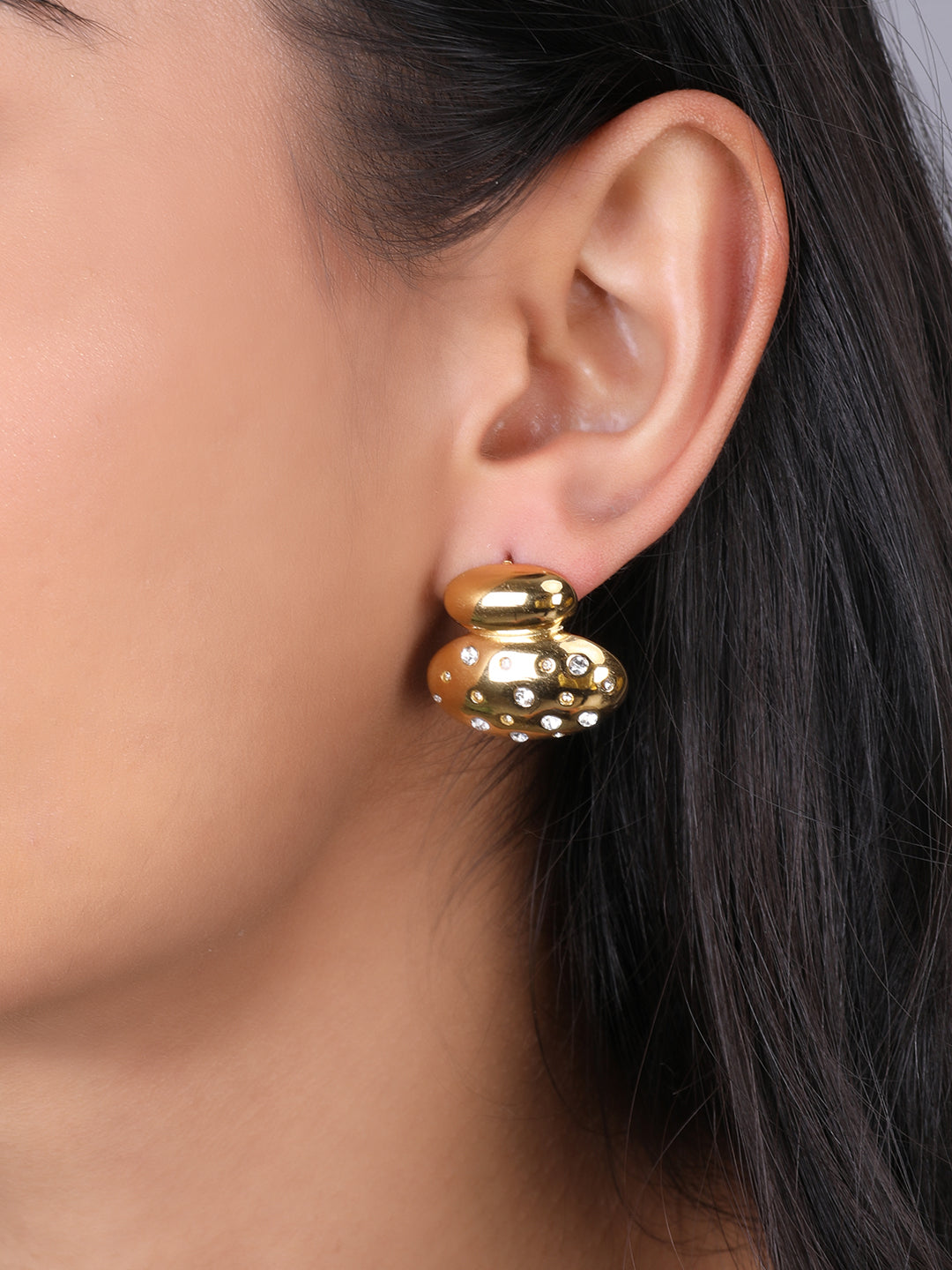 Golden Round Glossy Earrings