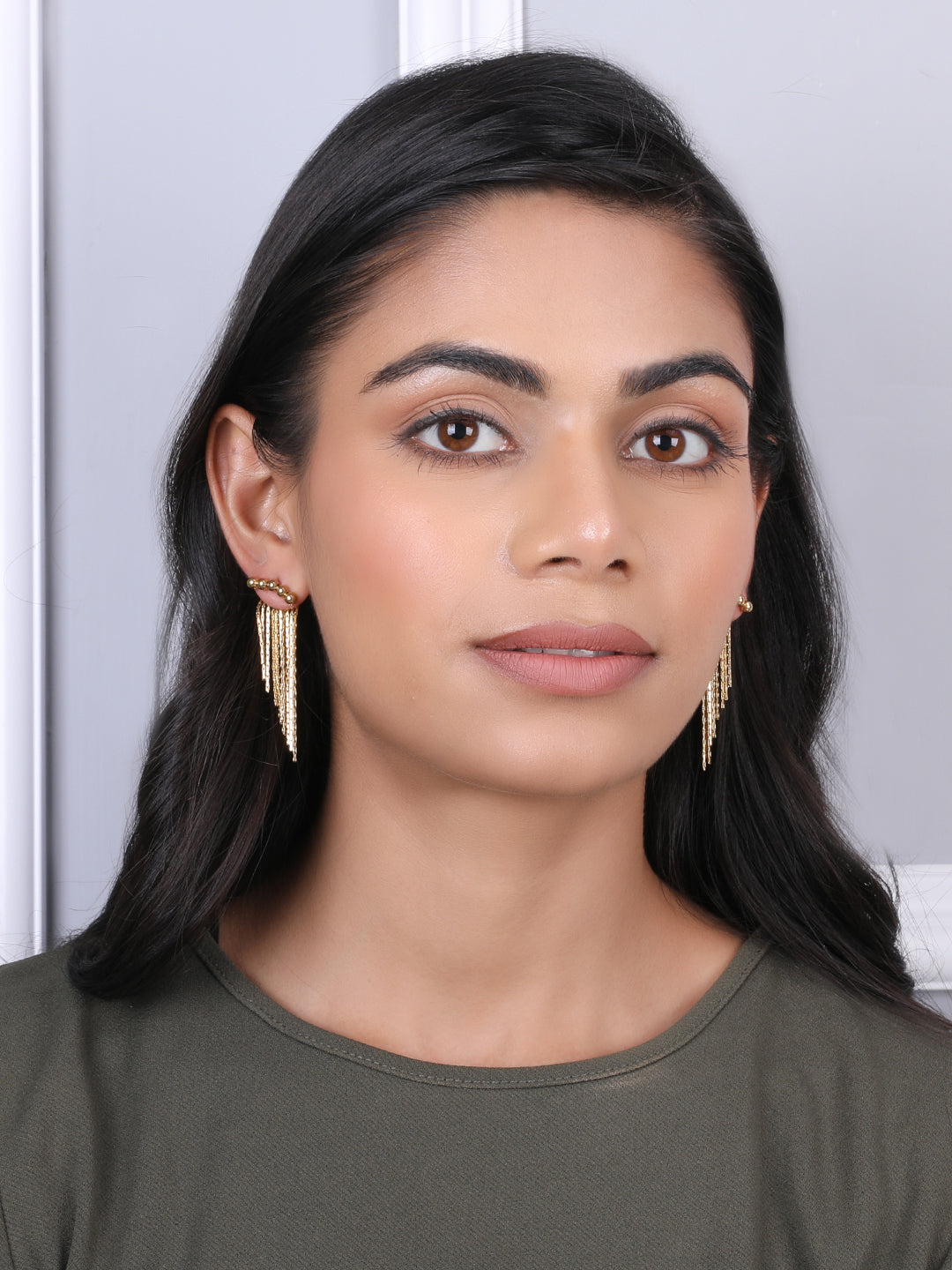 Golden Beaded-Chain Earrings Set