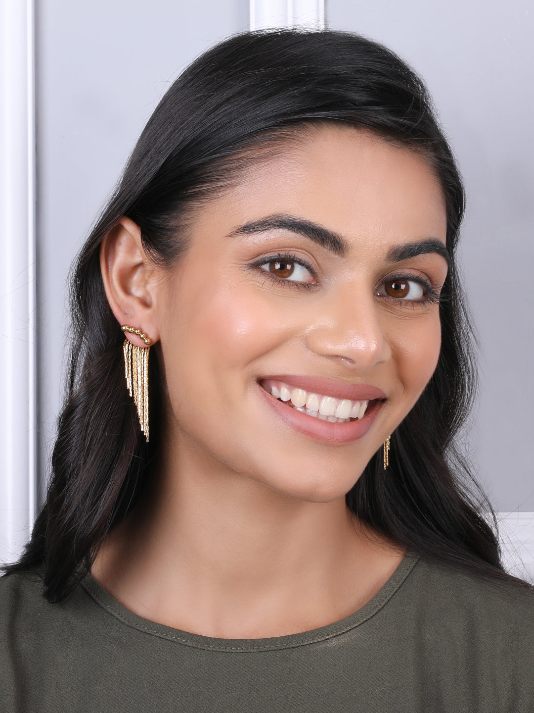 Golden Beaded-Chain Earrings Set