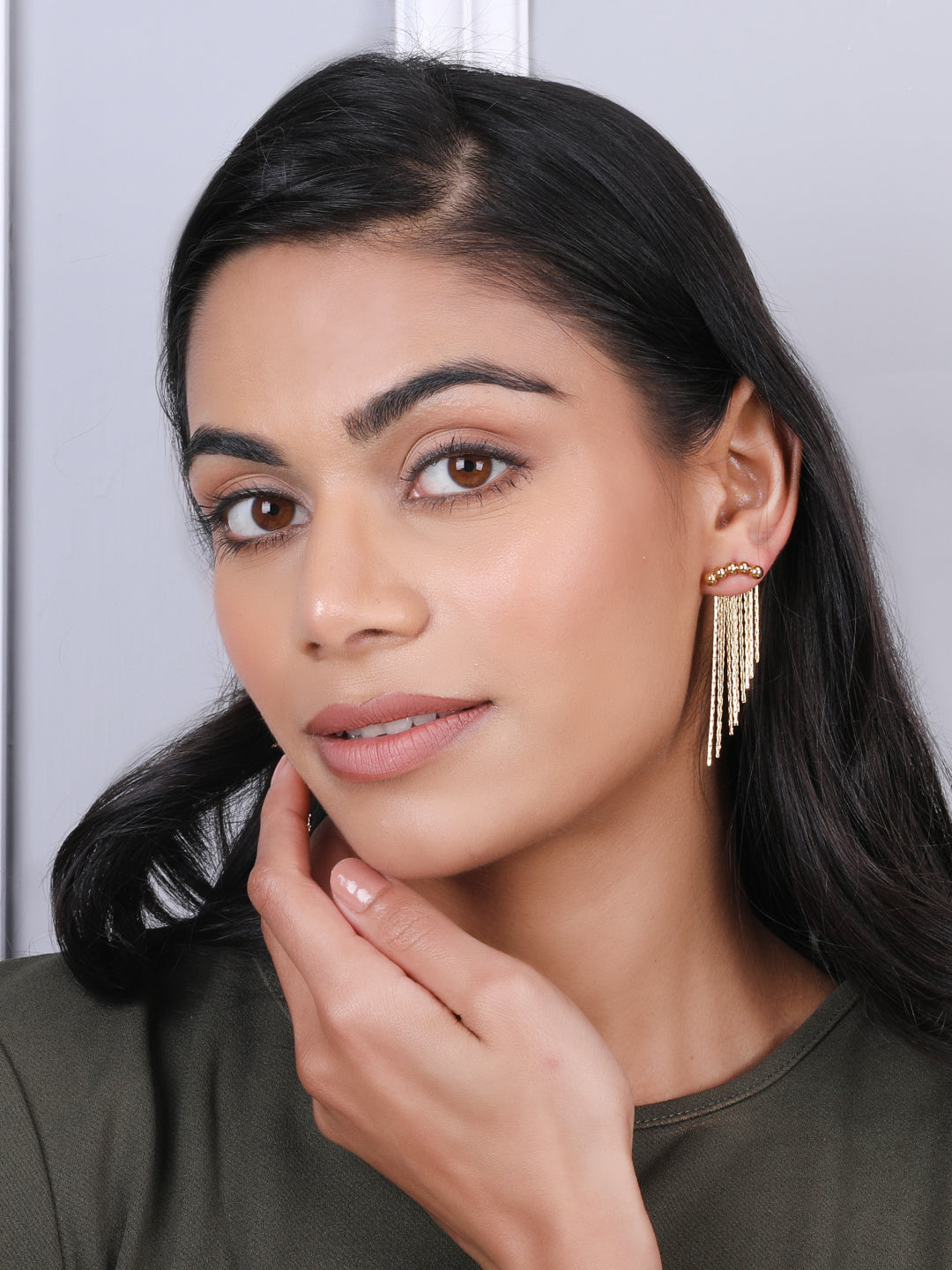 Golden Beaded-Chain Earrings Set