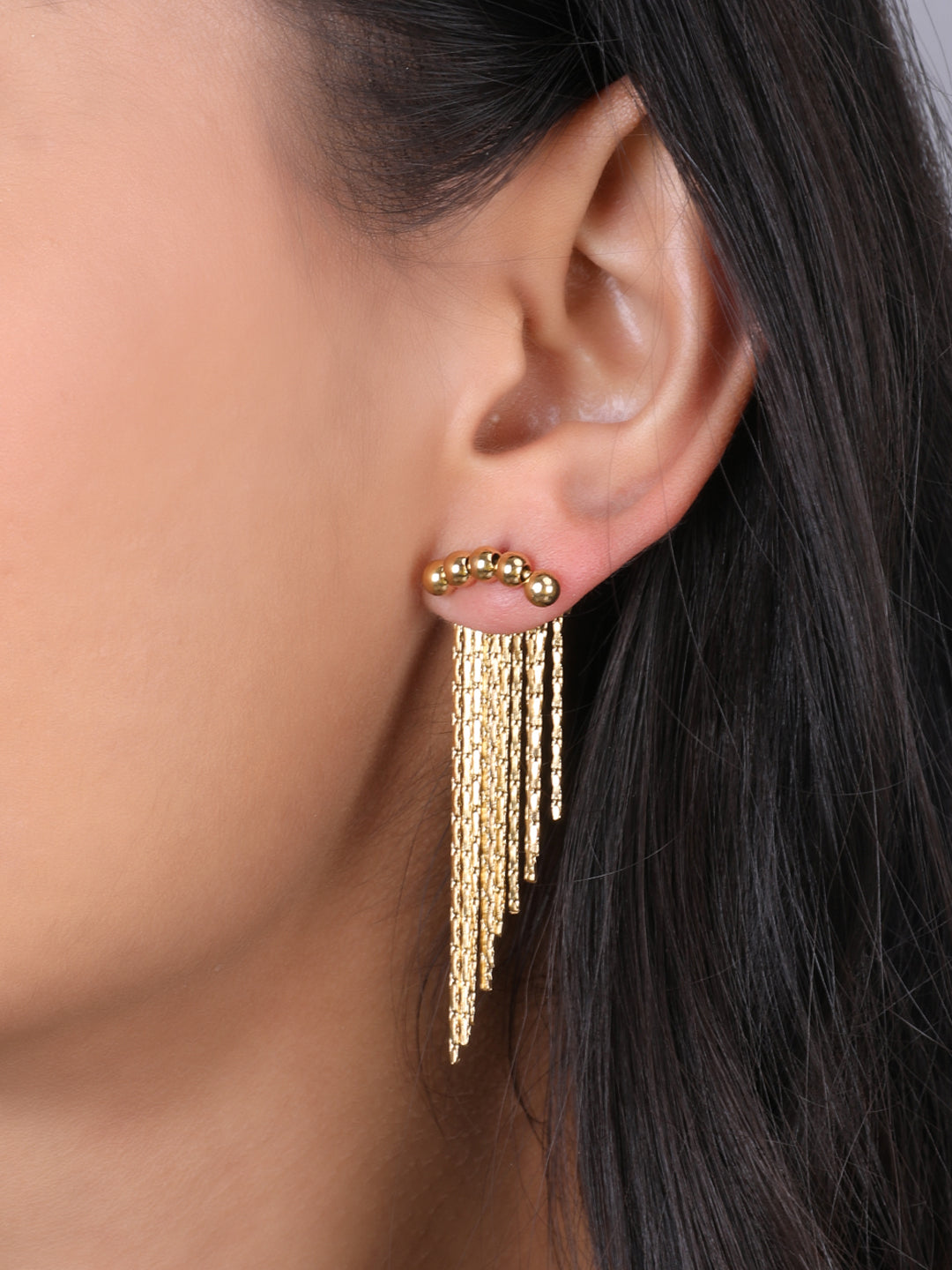 Golden Beaded-Chain Earrings Set