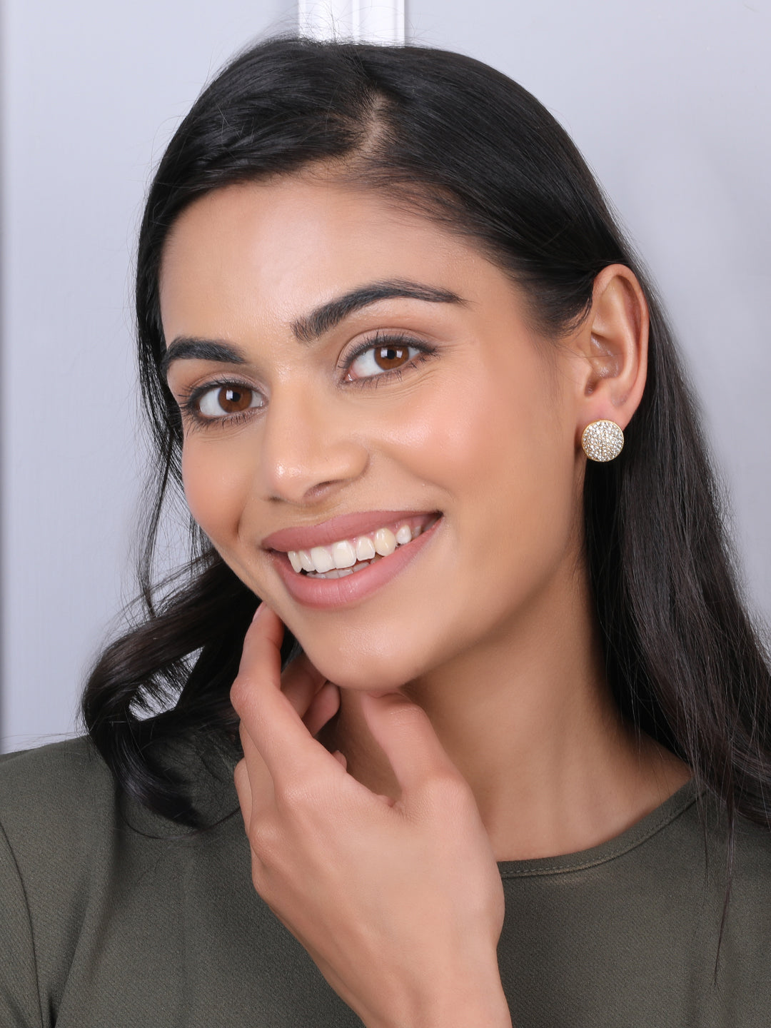 Marvelous Golden Round Stud Earrings