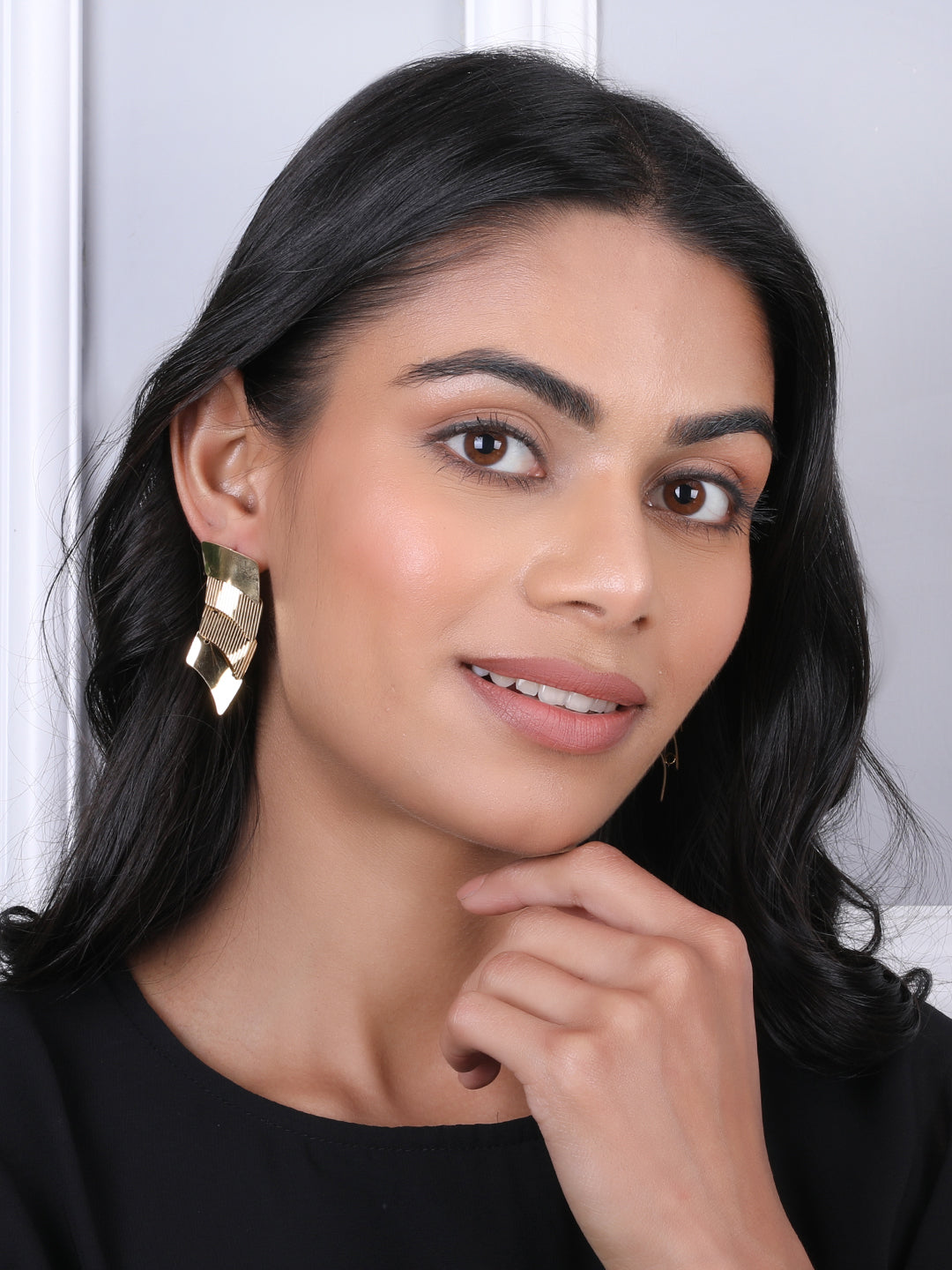 Kraze Golden Unique Statement Earrings