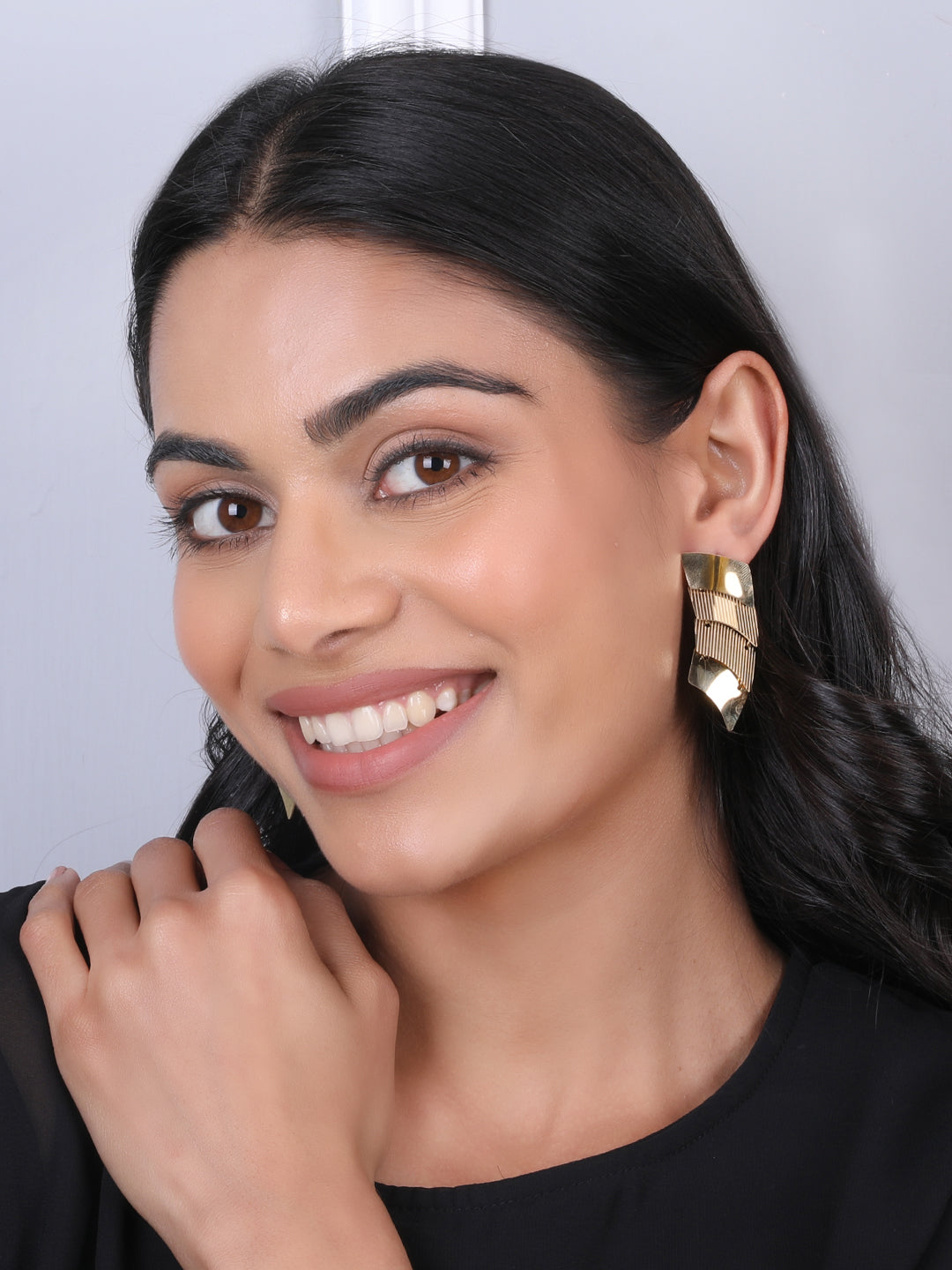 Kraze Golden Unique Statement Earrings