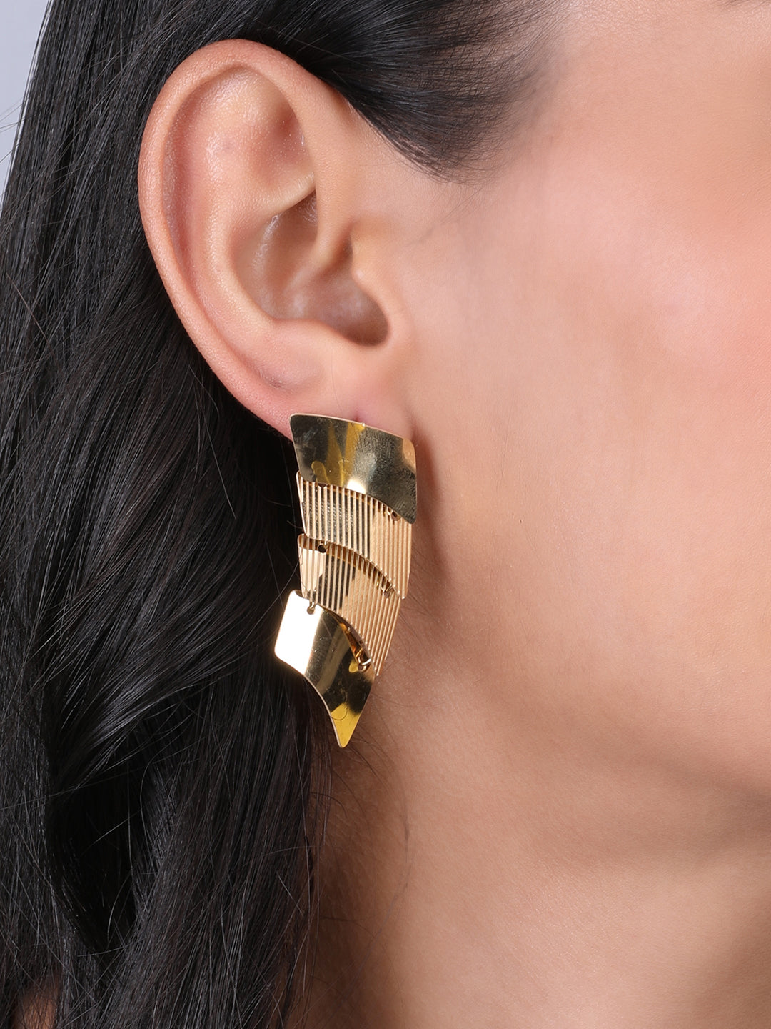 Kraze Golden Unique Statement Earrings