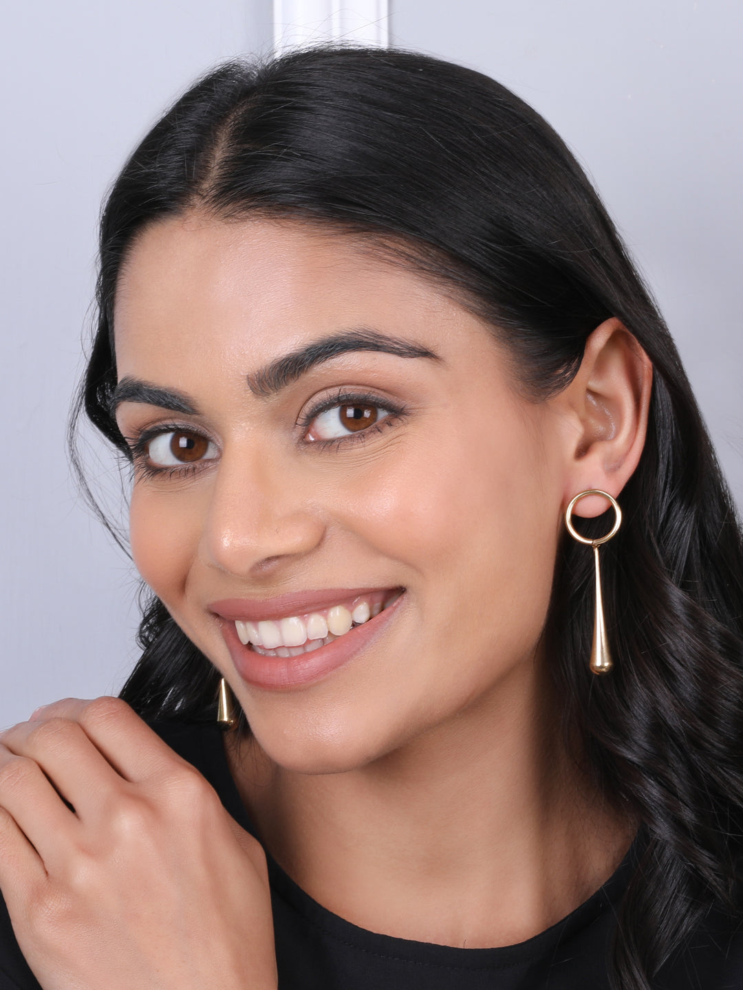 Golden Raindrop Hoop Earrings