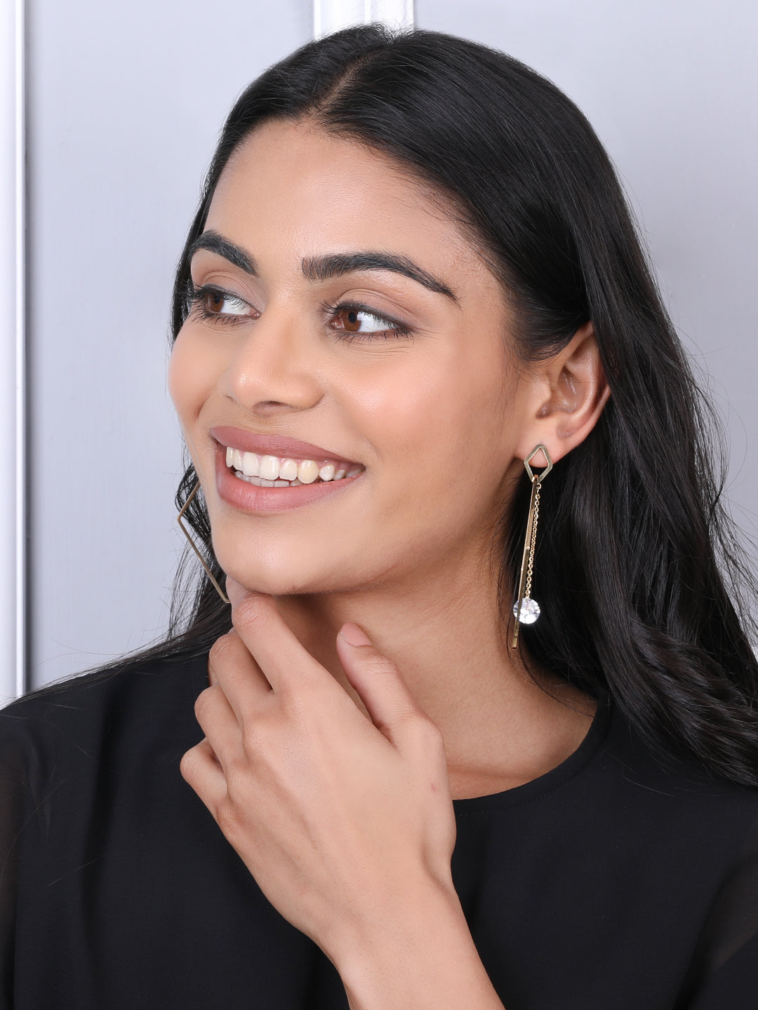 Golden Square Hoop Earrings Set