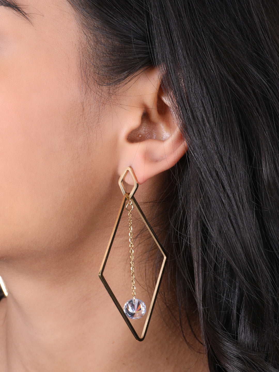 Golden Square Hoop Earrings Set