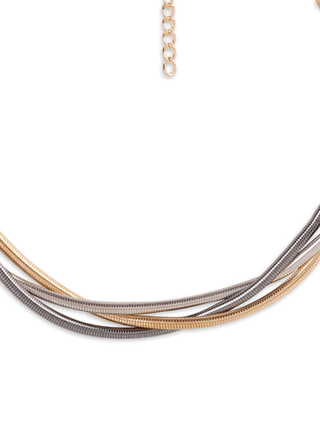 Elegant Twisted Golden-Silver Necklace