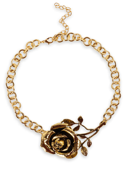 Eternal Dark-Golden Rose Necklace