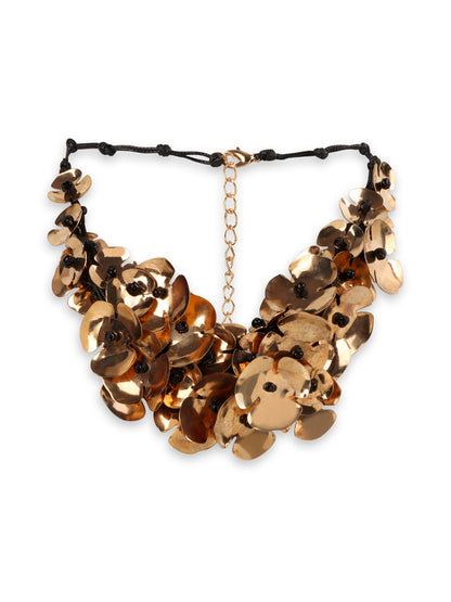 Glamorous Floral Petal Metal Necklace