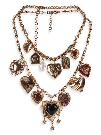 Vintage Heart Charming Medley Necklace