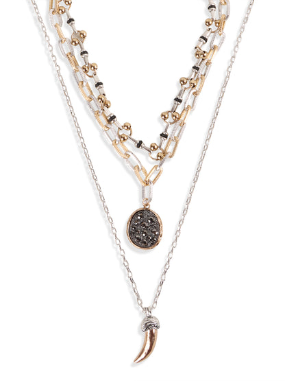Bohemian Mystic Tri-Layered Charm Necklace