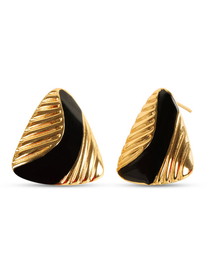 Kraze Gold Black Triangle Earring