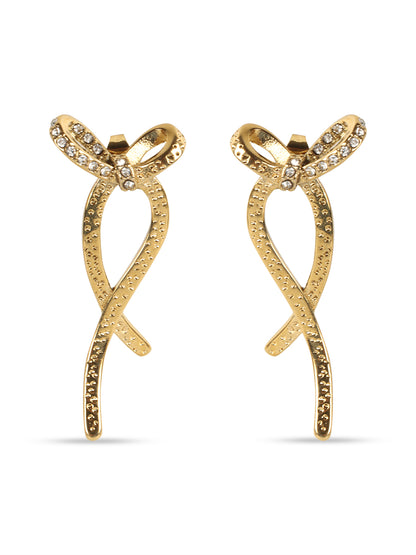 Gold-Plated Ribbon Bow Earrings