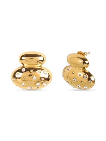 Golden Round Glossy Earrings