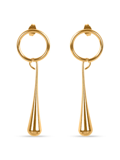 Golden Raindrop Hoop Earrings