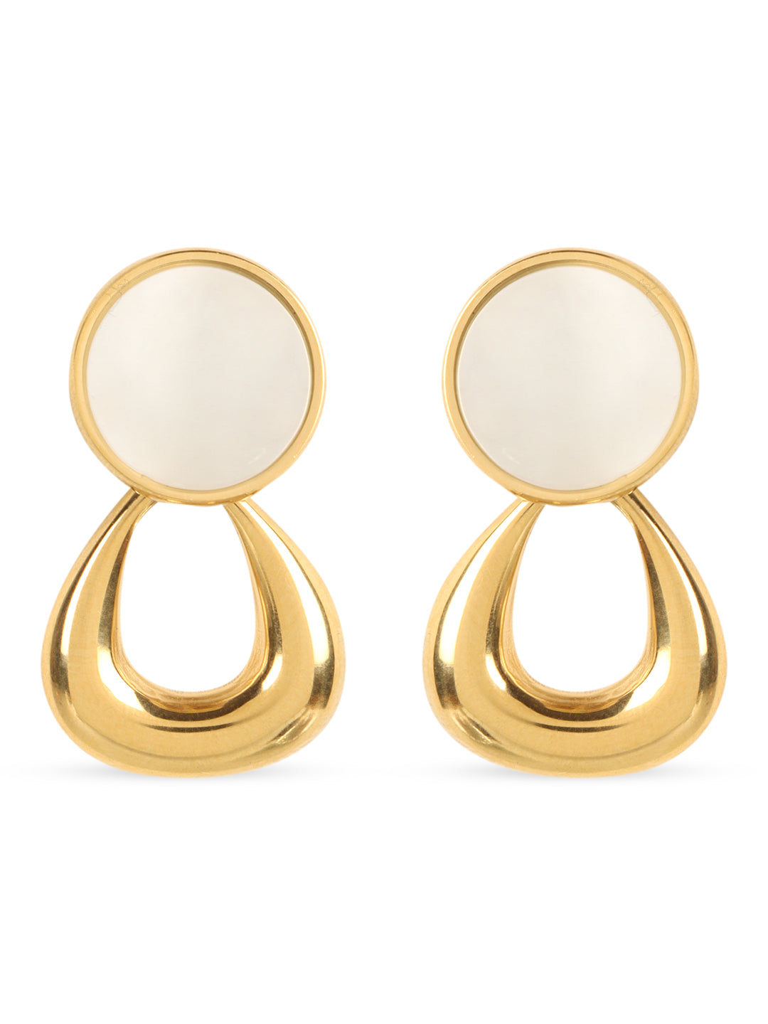 Golden White Pearl Drop Earrings