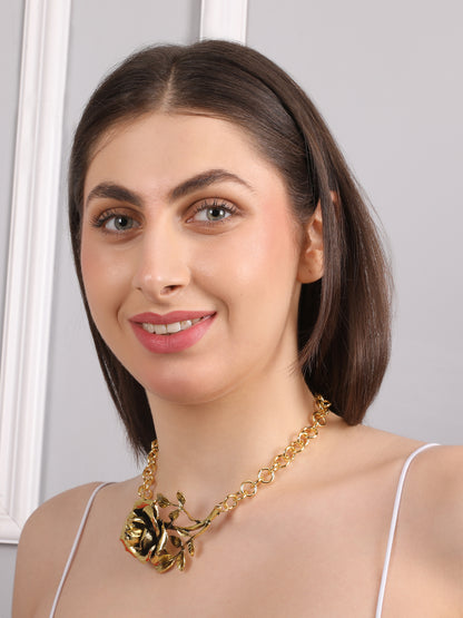 Eternal Dark-Golden Rose Necklace
