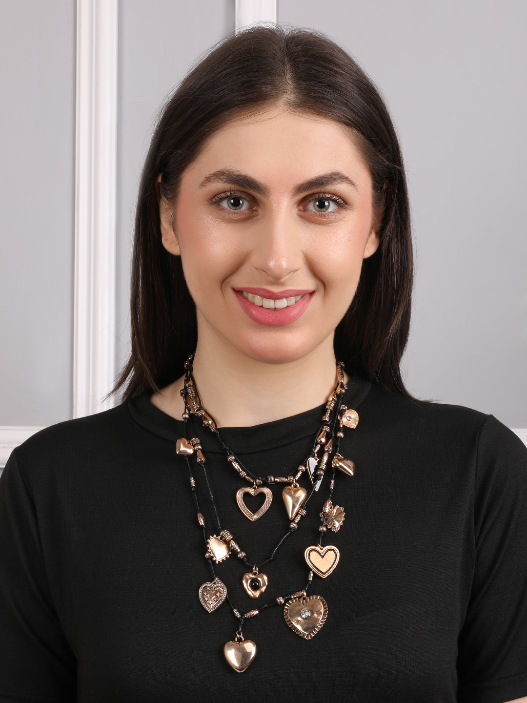 Golden Sweetheart Charm Layered Necklace