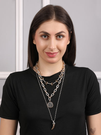 Bohemian Mystic Tri-Layered Charm Necklace