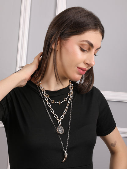Bohemian Mystic Tri-Layered Charm Necklace