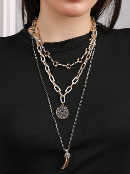 Bohemian Mystic Tri-Layered Charm Necklace
