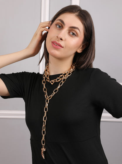 Kraze Glamorous Gold Layered Chain Necklace