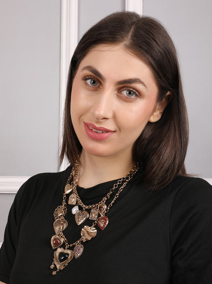 Vintage Heart Charming Medley Necklace
