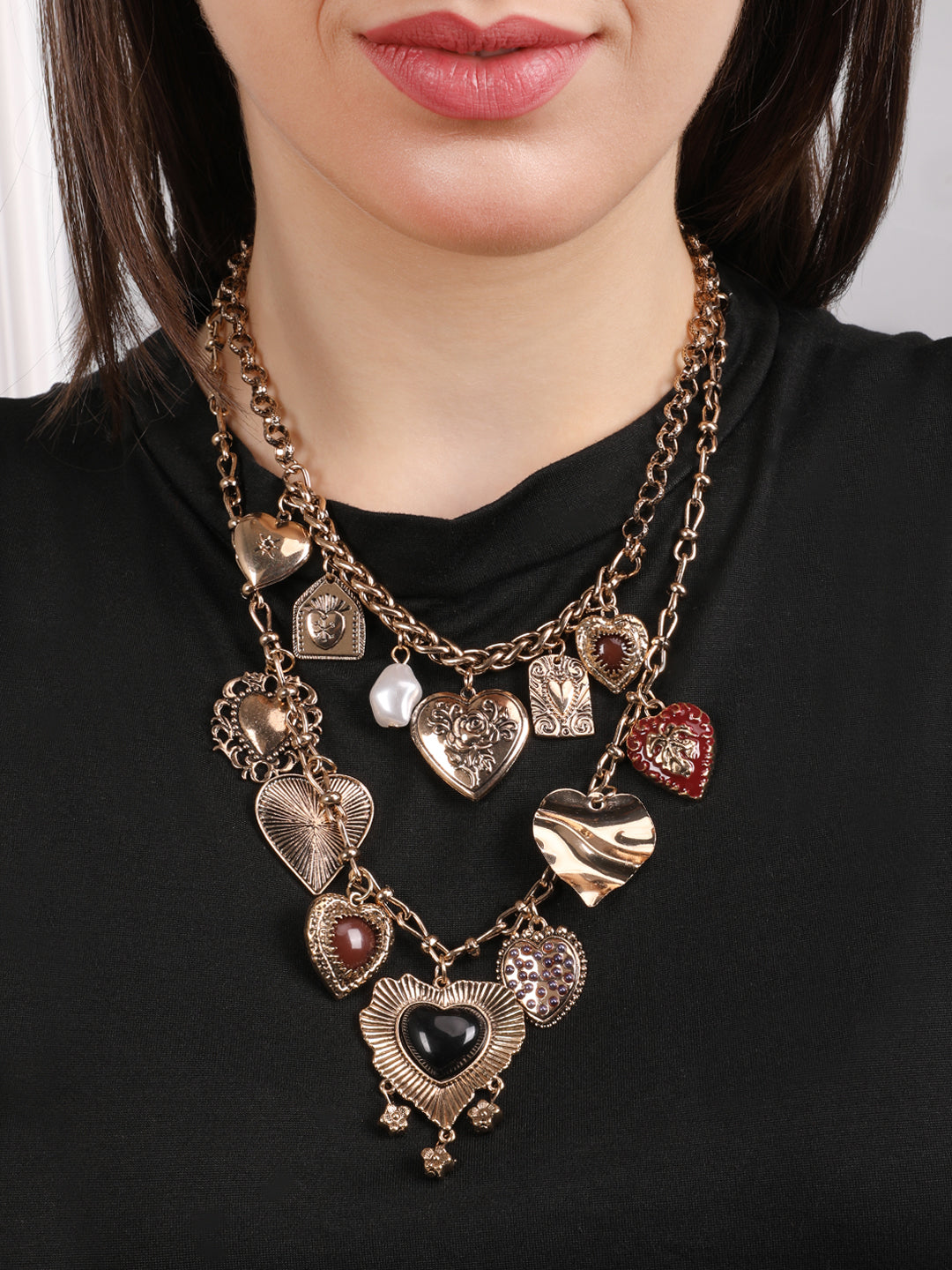 Vintage Heart Charming Medley Necklace