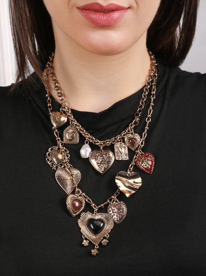 Vintage Heart Charming Medley Necklace