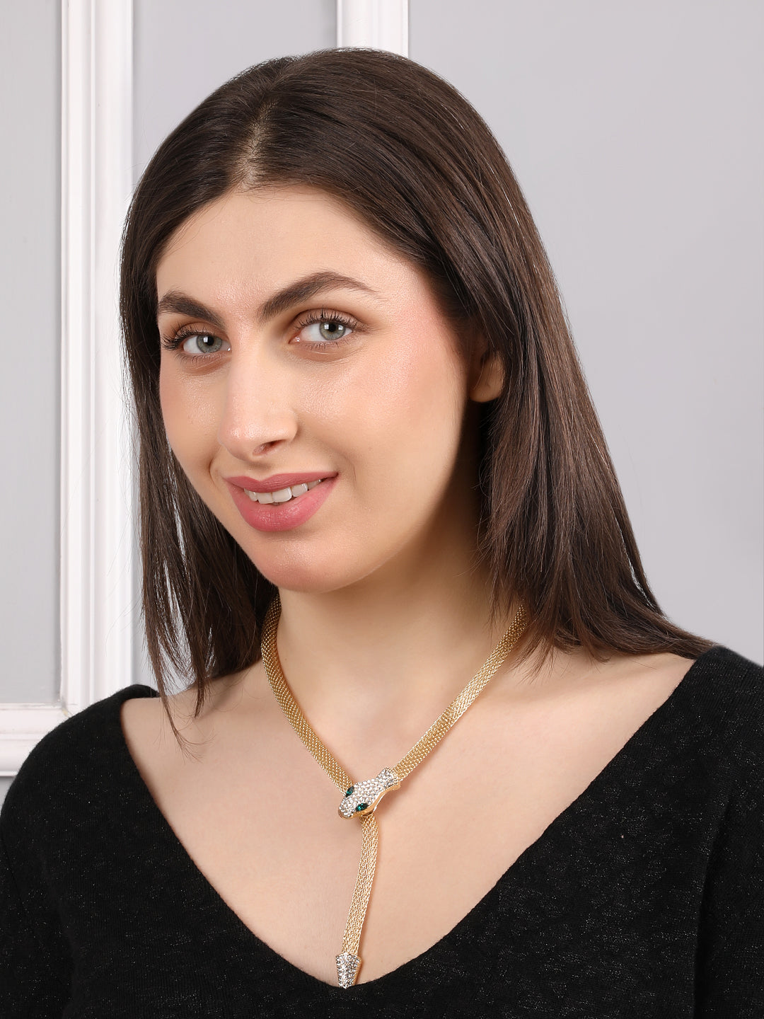 Serpent Stone Studded Snake Necklace