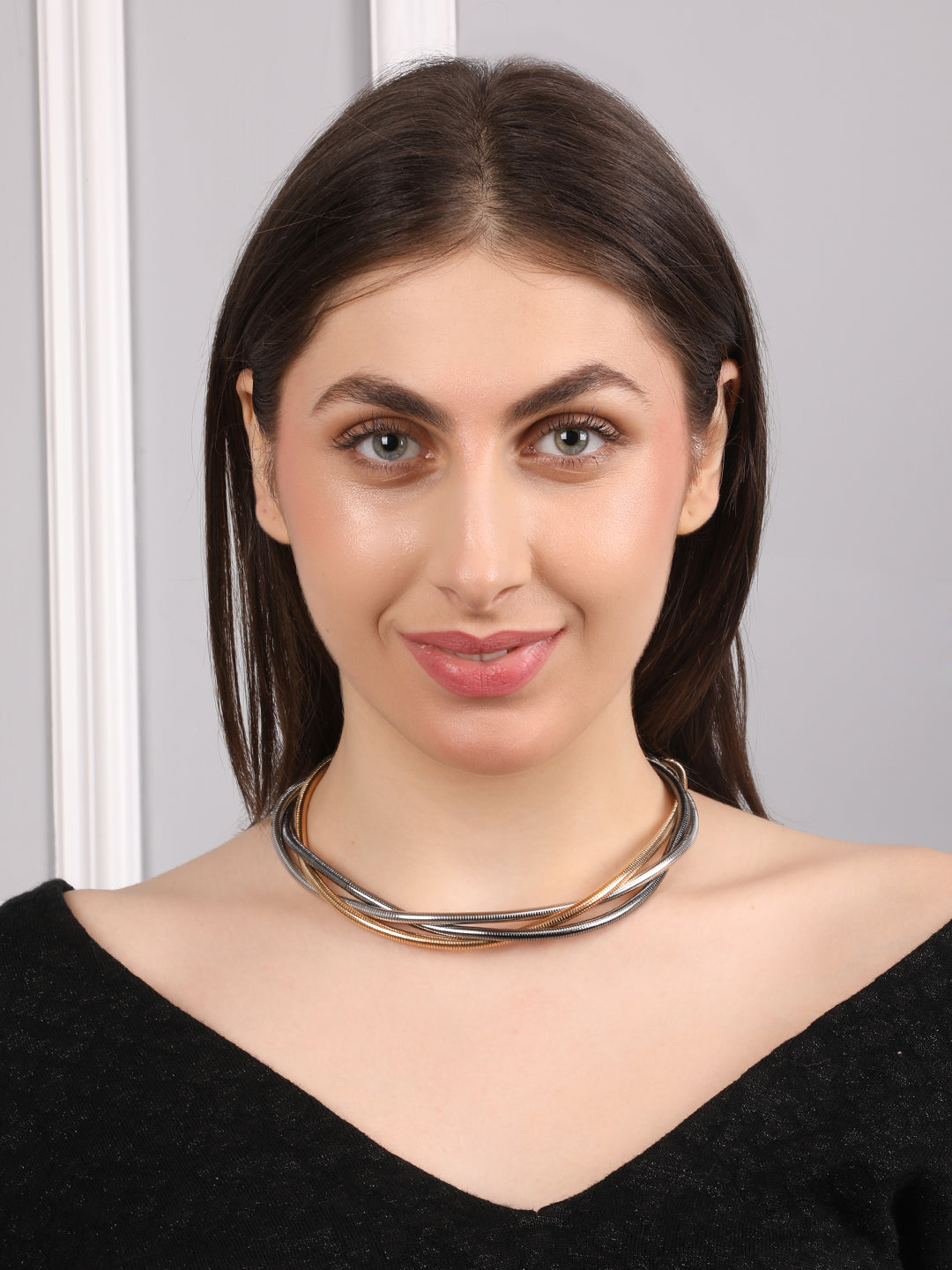 Elegant Twisted Golden-Silver Necklace