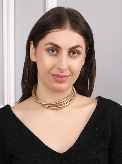 Glossy Gold-tone Choker Necklace
