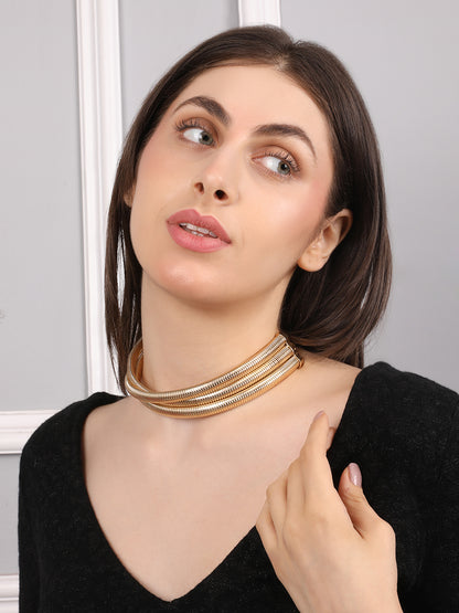 Glossy Gold-tone Choker Necklace