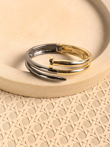 Kraze Silver-Golden Wrap Bracelet