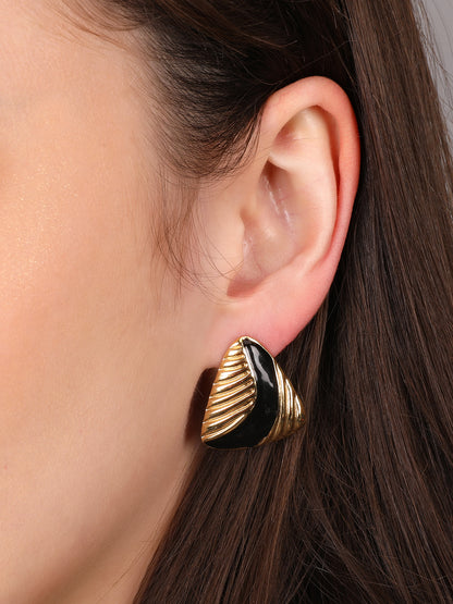 Kraze Gold Black Triangle Earring