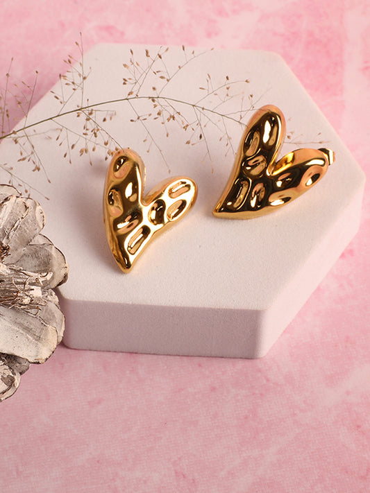 Kraze Brilliant Golden Heart Earrings