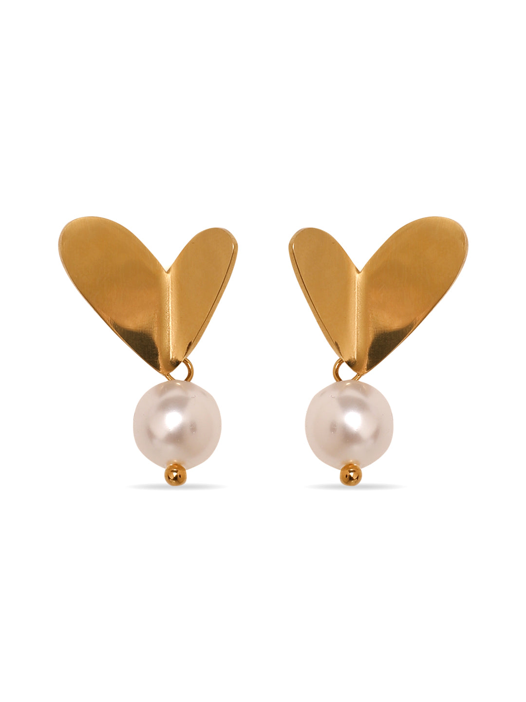 Kraze Golden Heart Pearl Earrings