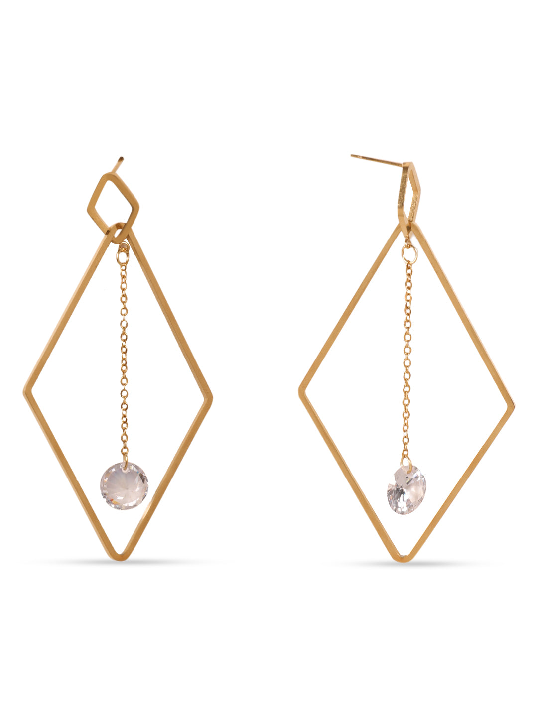 Golden Square Hoop Earrings Set