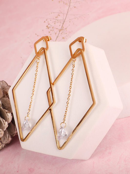 Golden Square Hoop Earrings Set