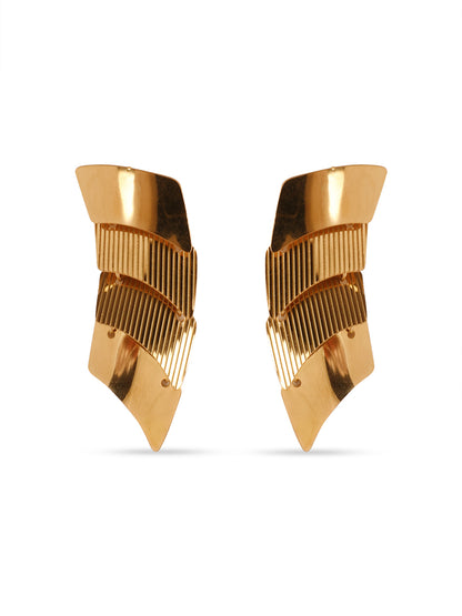 Kraze Golden Unique Statement Earrings