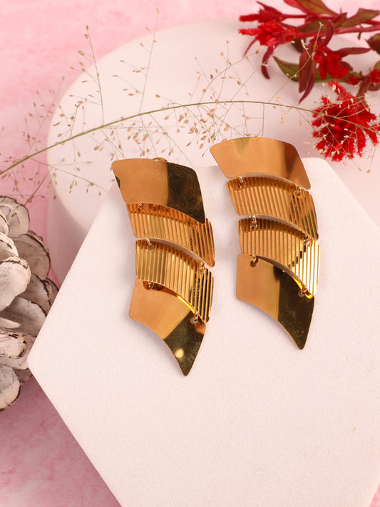 Kraze Golden Unique Statement Earrings