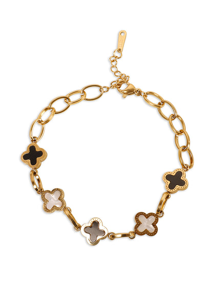 Kraze Golden Floral Link Bracelet