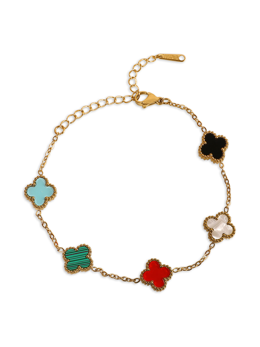 Kraze Golden Colorful Floral Link Bracelet