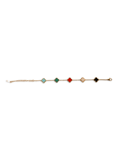 Kraze Golden Colorful Floral Link Bracelet