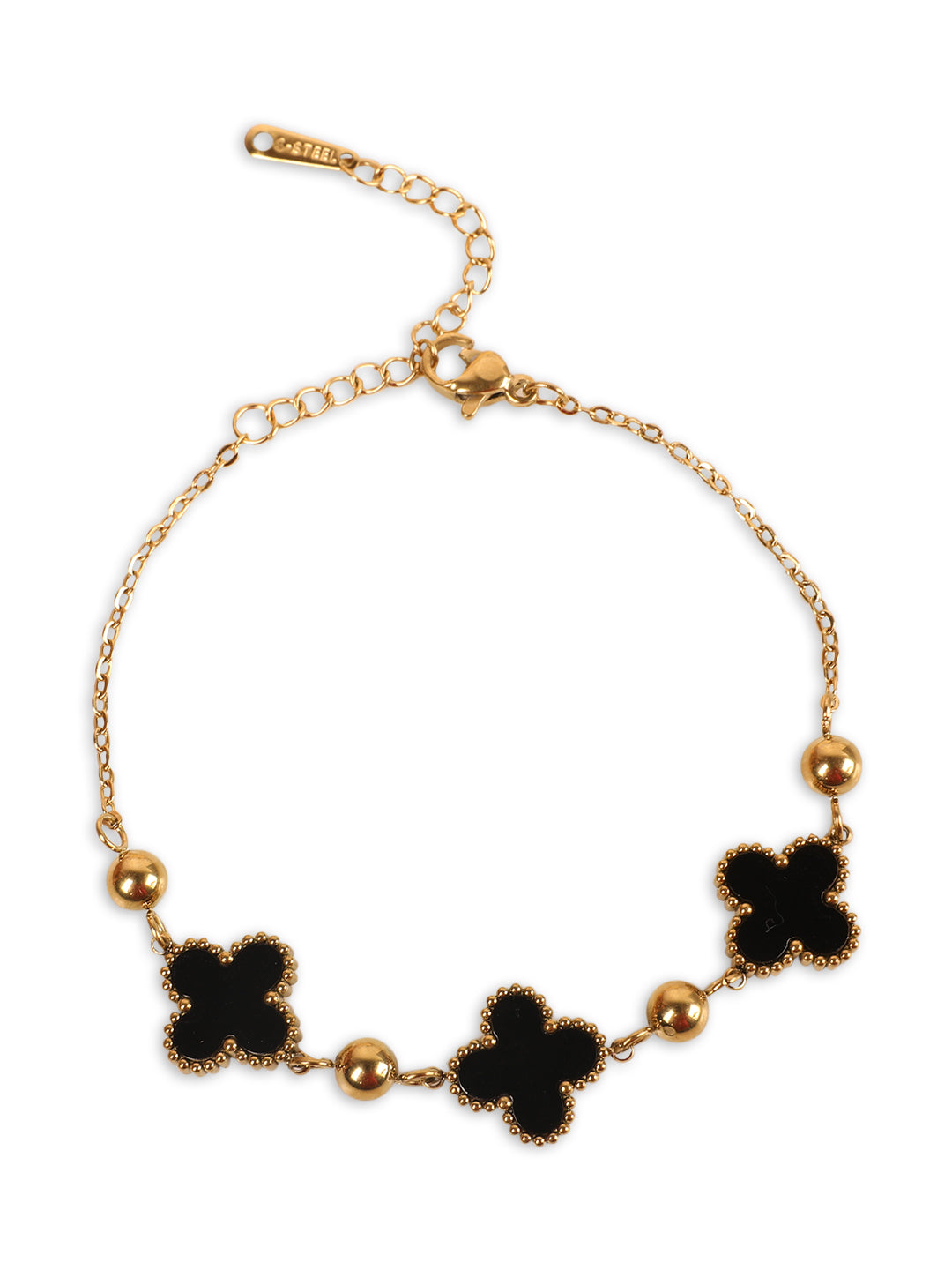 Elegant Golden Black Floral Bracelet