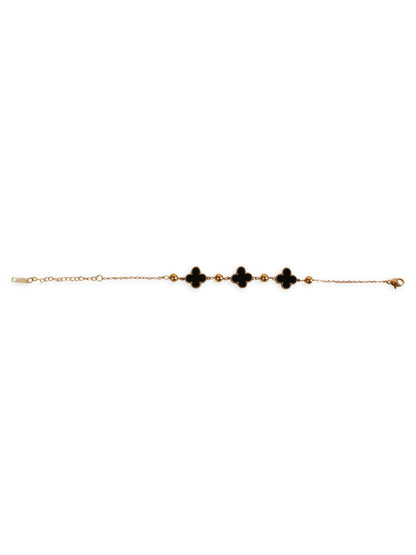Elegant Golden Black Floral Bracelet