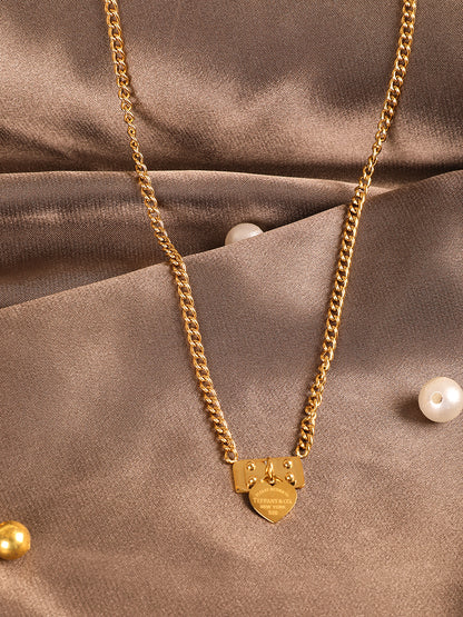 Gold Plated Lock Heart Pendant