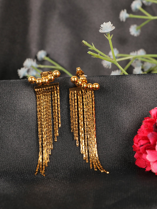 Golden Beaded-Chain Earrings Set